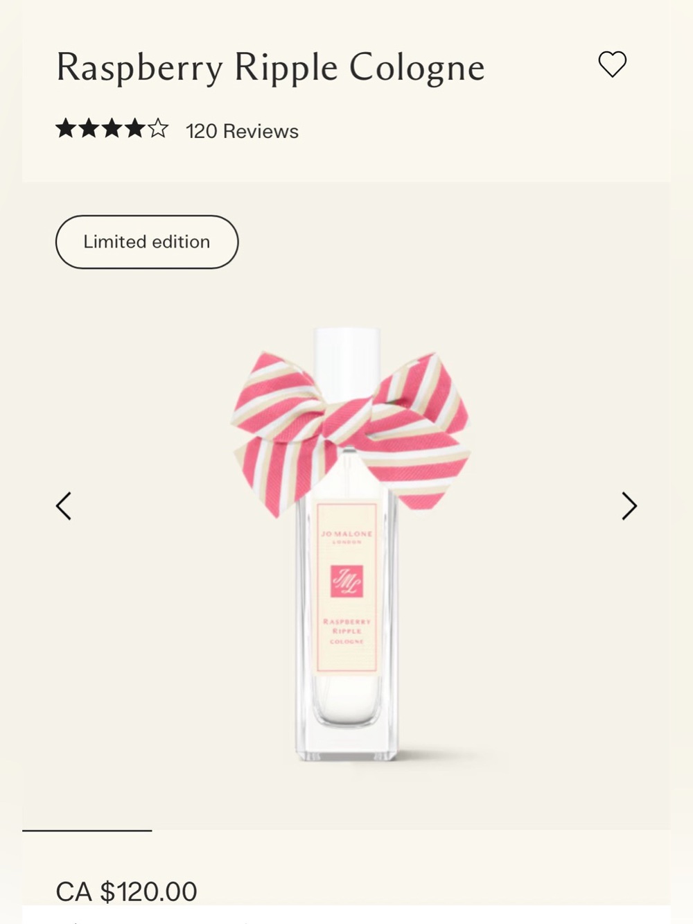 Jo Malone Raspberry Ripple Cologne — 30 ml atomizer